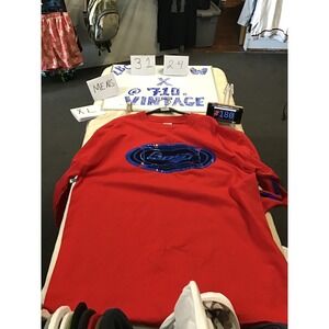 Vintage Boss Mens XL Long Sleeve Red Graphic T-Shirt Streetwear 90s Hip Hop